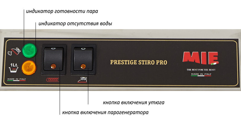 MIE STIRO PRO INOX имеет контрольные индикаторы